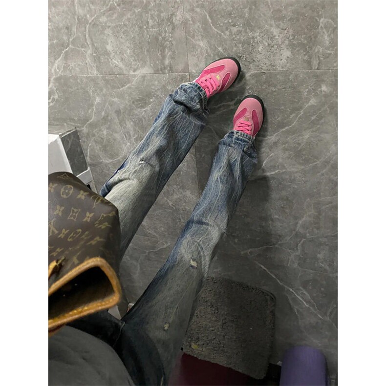 G3153LL-特P48 闪电纹破洞牛仔裤美式高街cleanfit图片
