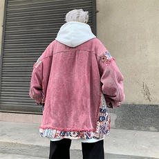 复古高街做旧牛仔外套男款春秋hiphop美式夹克宽松JK08327-P80，男装夹克，星座308B-1