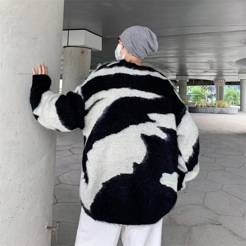 2022港风文艺刺绣印花毛衣男春秋宽松潮流针织衫复古百搭上衣,男装针织衫/毛衣,星座716-4
