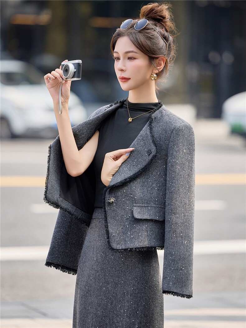 洋气减龄小香风套装裙子2025秋冬新款女装外套套装裙穿搭,女装套装/套裙,众宇琦