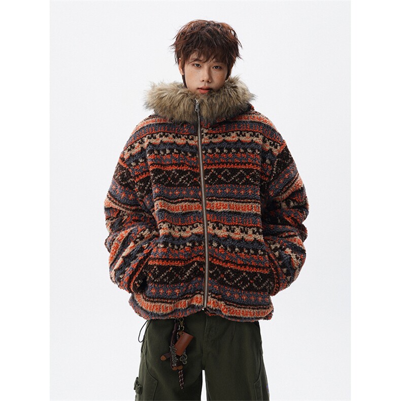 5XL-MMY1714-P168费尔岛棉衣男民族风座山雕羊羔毛提花550g，男装民族服装，电商D206-1