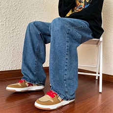 牛仔裤男2023新款冬季美式hiphop复古宽松阔腿直筒裤D8020P43，男装牛仔裤，星座1116-2