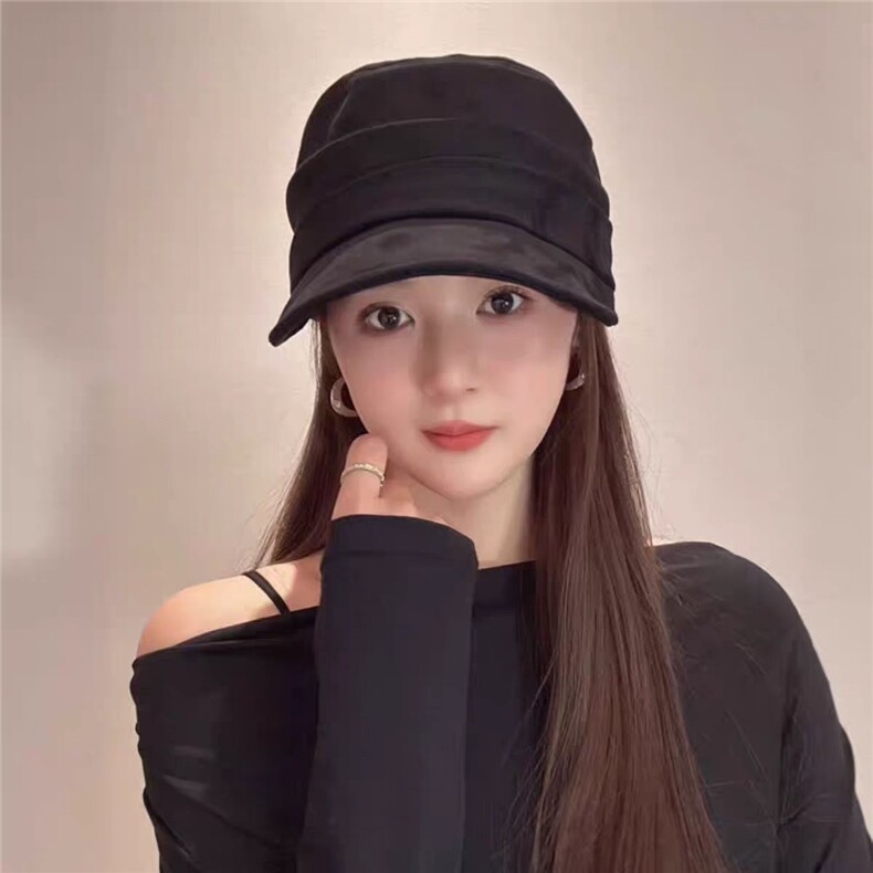 2025年秋季女时尚麂皮绒马术帽，帽子，湘姗