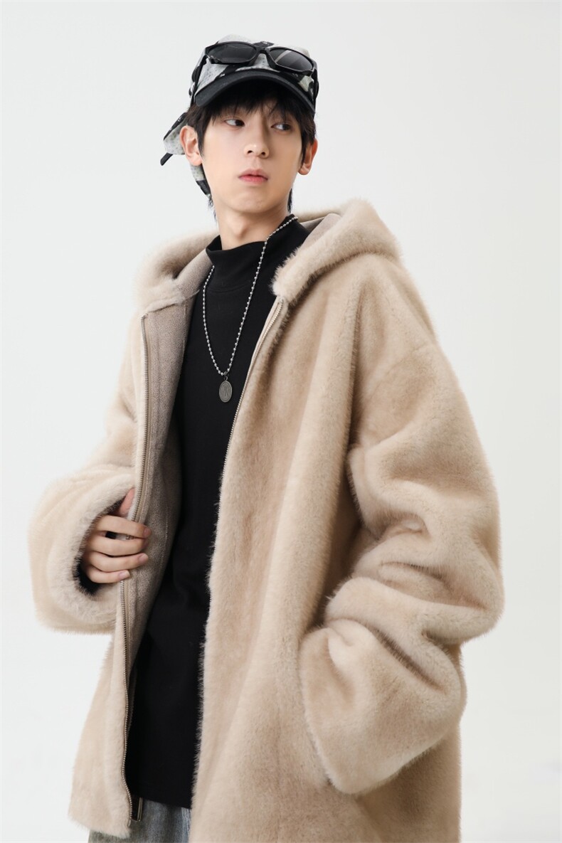 年货款水貂绒连帽棉服男款冬季加厚高级感痞帅獭兔毛外套MY665,男装夹克,星座903-1