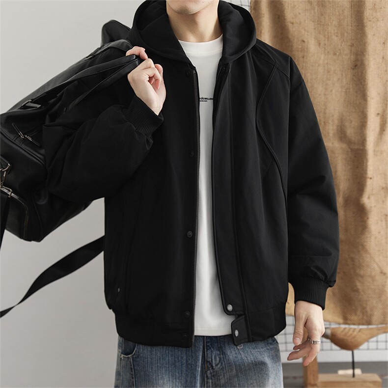 假两件羽绒服男士2025冬季潮流痞帅加厚连帽工装上衣男生外套,男装羽绒服,星座914