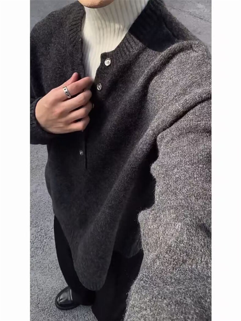 预售款~已下单冬季男装设计感深V假两件高领保暖毛衣MY2570批68,男装针织衫/毛衣,星座1411A-6