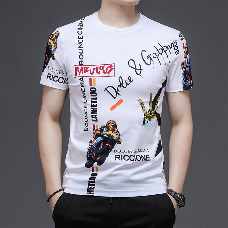 W90235钱塘2020-3夏季纯双丝光男士印花高端短袖T恤P125,男装T恤,钱塘207-3