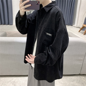 抖音品 复古灯芯绒衬衫男士长袖外套春秋季宽松潮DX115P5579图片