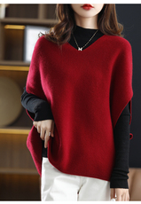 韩版宽松慵懒风羊毛马甲女秋冬新款V领大码无袖外穿羊绒针织坎肩，女装马甲，洁纯羊绒