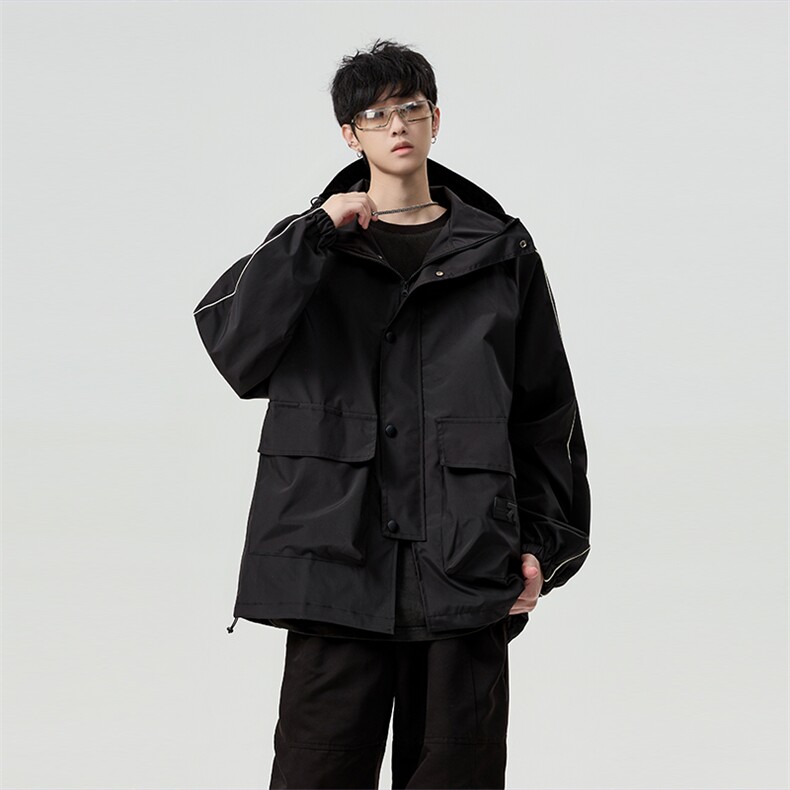 B225-A9919-P96-X128-户外春秋连帽反光条夹克冲锋衣外套-现货,男装夹克,电商B225