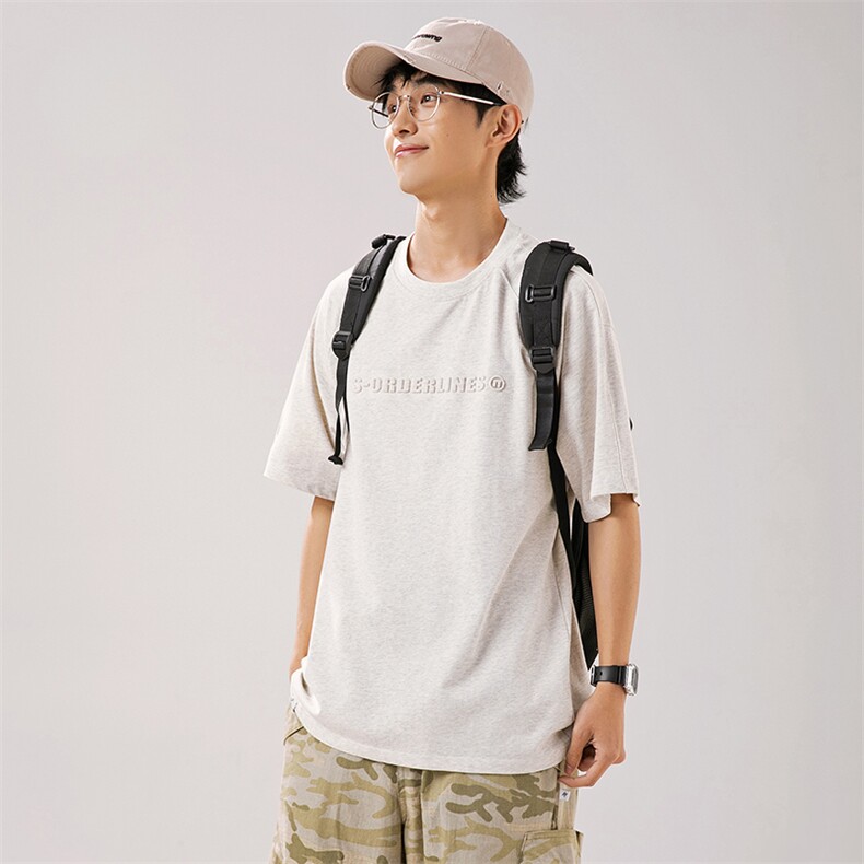 2024夏季新款男装日系潮牌纯棉圆领宽松短袖休闲T恤T920-F43,男装T恤,电商A101（原外27）