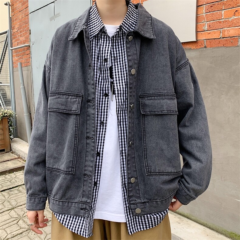 牛仔外套男秋新款韩版宽松港风夹克牛仔衣休闲百搭insW1134-P50,男装棉衣,星座512-2
