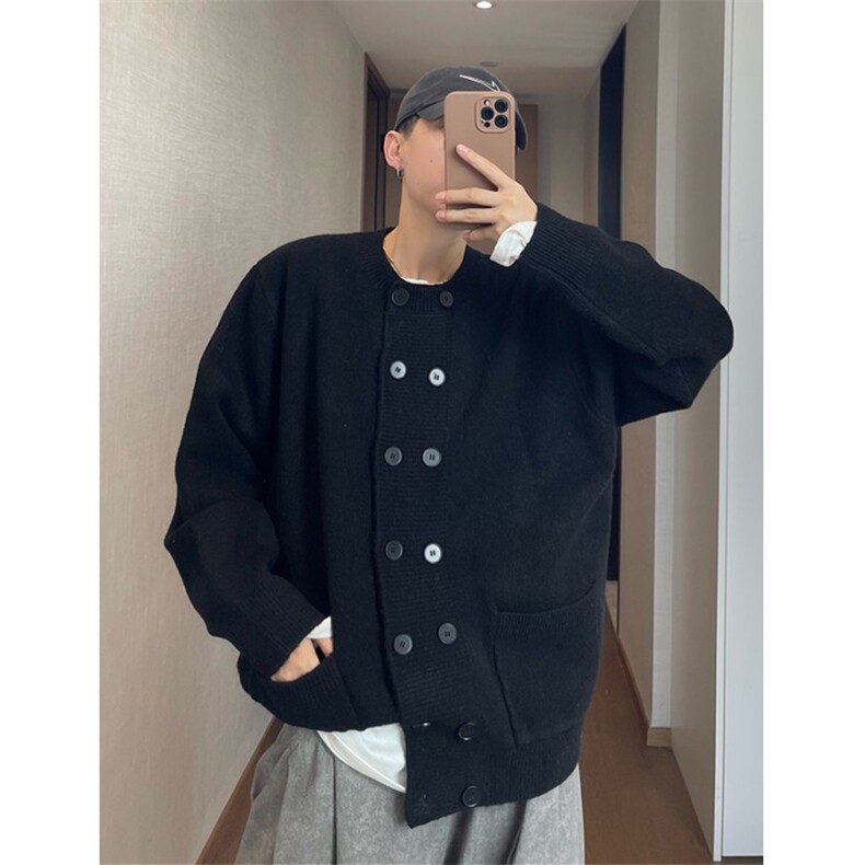 春款双面呢短款针织毛衣外套简约不规则开衫风 MR305图片