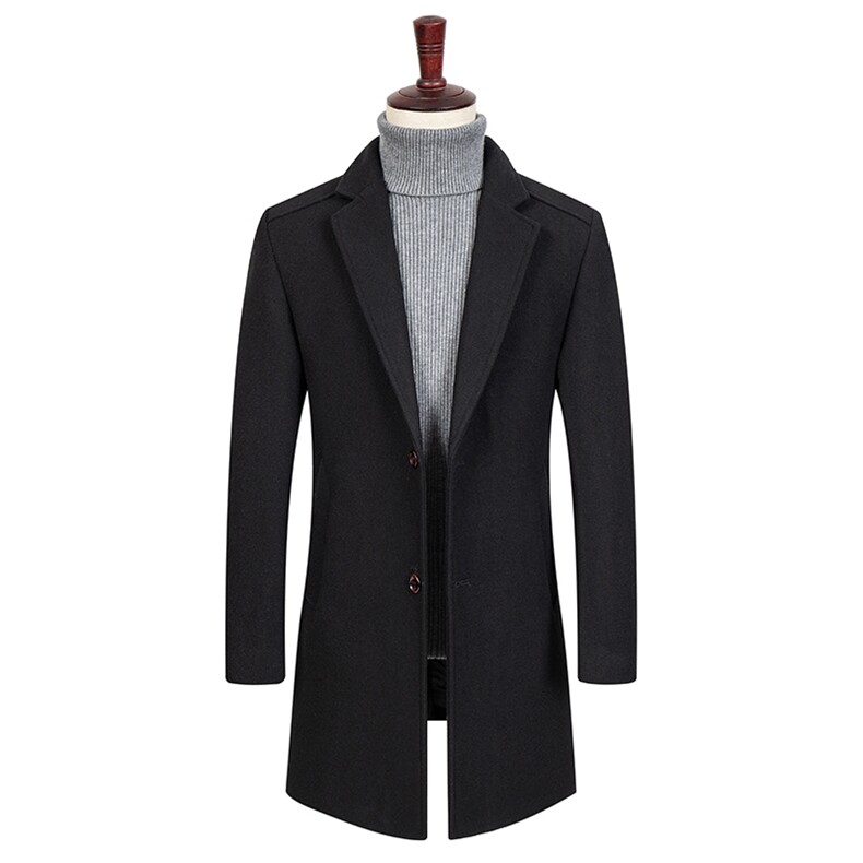 男士秋冬季新款羊毛大衣修身中长款翻领外套商务休闲毛呢大衣P140，男装毛呢大衣，星座217-4