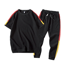 2021新款夏季男士短袖t恤帅气衣服九分裤套装潮流两件DS140TP65，男装T恤，电商A102