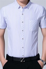 夏季新款格子衬衫男冰丝短袖商务休闲寸衫中年男士爸爸衬衣，男装衬衫，电商B212（原钱塘6029）