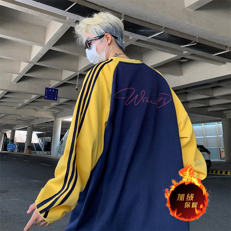 抖音得物供货提供视频秋冬重磅美式宽松织带圆领卫衣07169,男装卫衣,电商A486