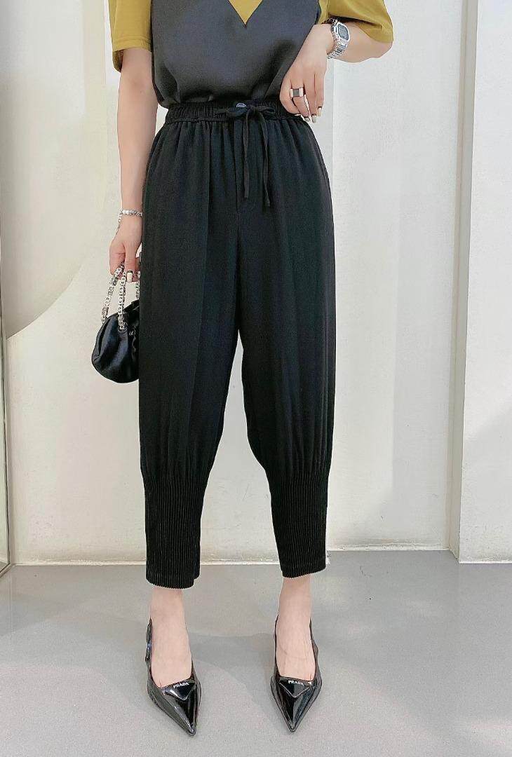 薄款压皱休闲裤，女装休闲裤，简 影