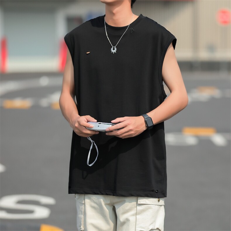 C446-P31 夏季潮牌百搭休闲坎肩背心2024新款运动无袖上衣男 现货图片