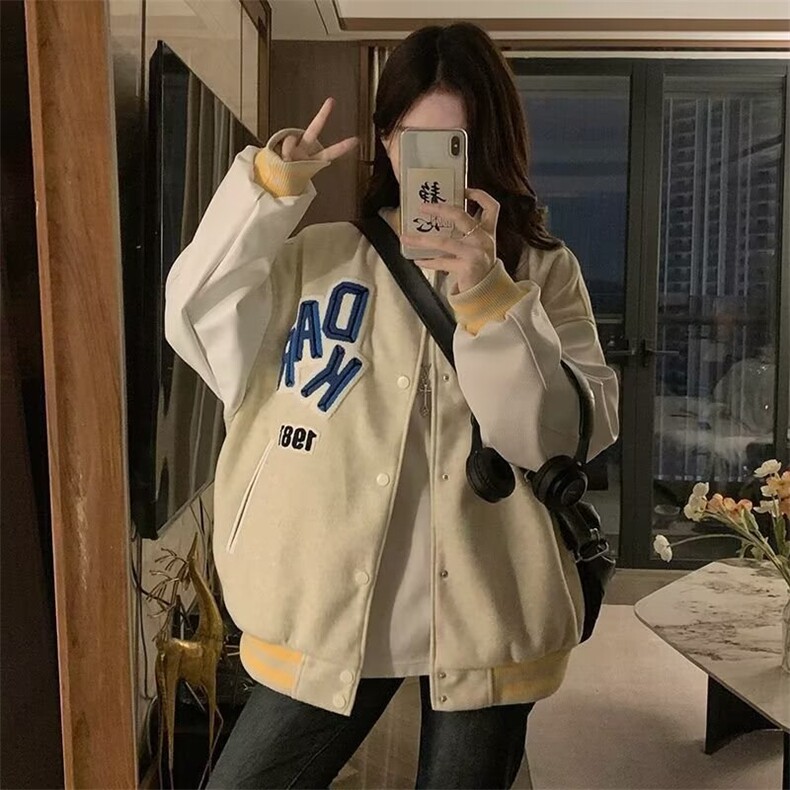 W1030-P55 潮牌刺绣字母棒球服外套2025春秋季新款美式情侣图片