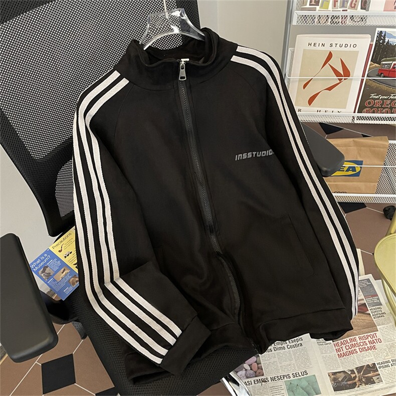 鹿皮绒夹克男拼色三条干高街韩版潮2024春季新款ins外套W5735-P55,男装夹克,星座412-2