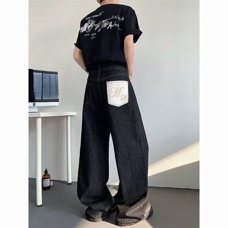 1506-1/KJG081/P44美式高街小众设计感高腰显瘦显高百搭直筒裤，男装休闲裤，星座1506