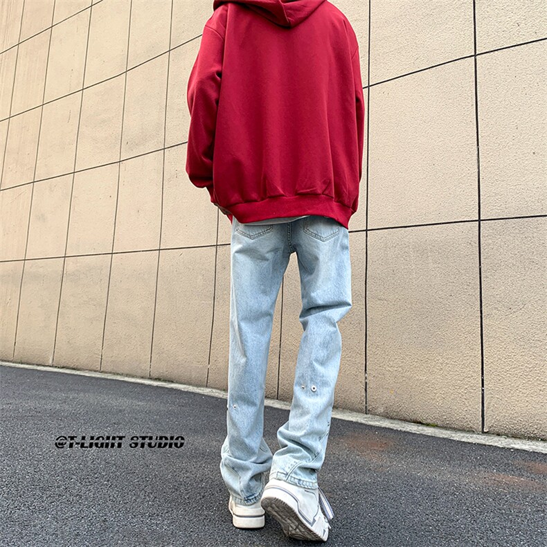 B221美式ins高街暗黑小众个性铆钉小脚牛仔裤LK23142-P65控88,男装牛仔裤,电商B221