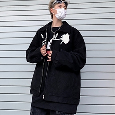 复古暗黑玫瑰花拉链夹克特殊面料cleanfit小众短款秋外套JK192，男装夹克，星座1116A-1（原606A）