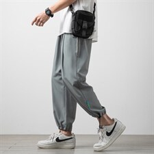 2023夏季新款男士薄款冰丝裤垂感空调裤学生九分束脚裤K2050P35，男装休闲裤，电商B220