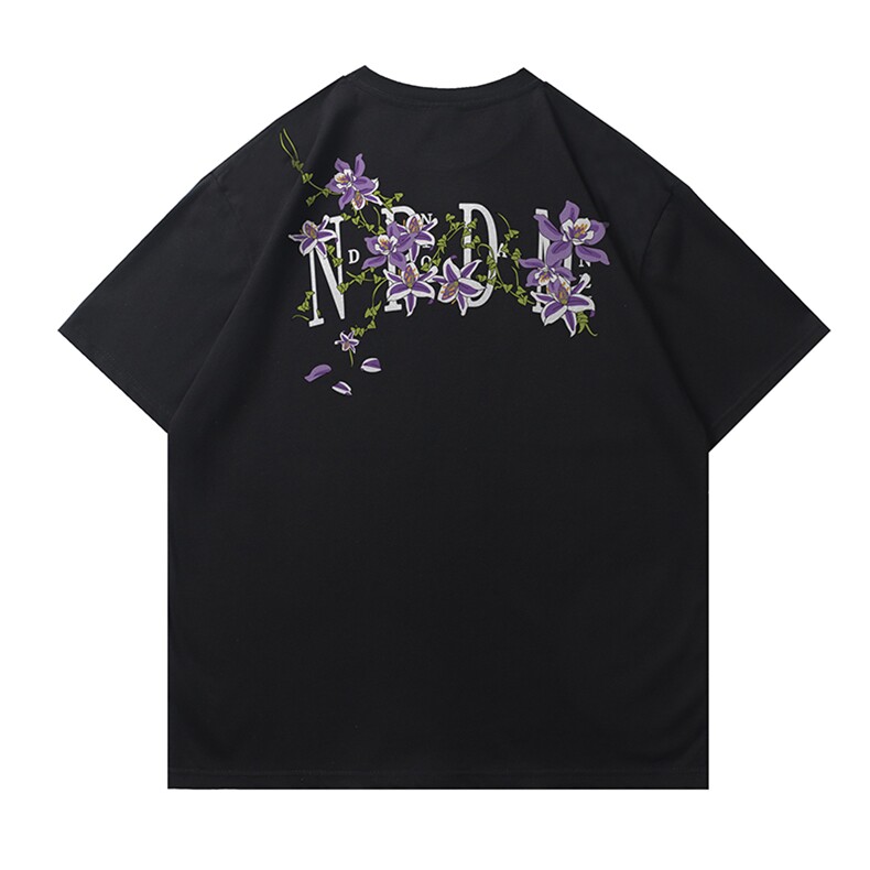 美式藤蔓花卉抖音直播得物短袖220克纯棉T5140P23控39图片