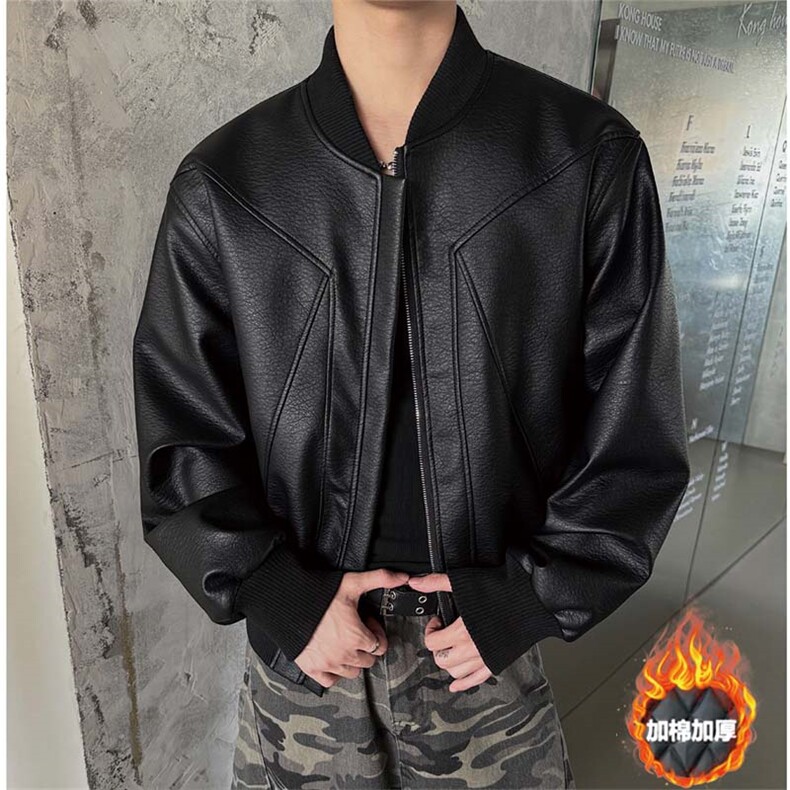 现货 加厚棉衣美式潮流皮夹克外套男短款机车棉服皮衣 特P80图片