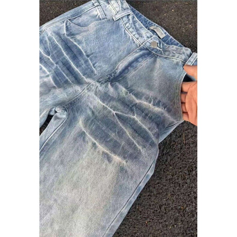 cleanfit闪电纹水洗牛仔裤男夏薄款美式高街vibe裤子高个子微喇裤,男装牛仔裤,星座610A