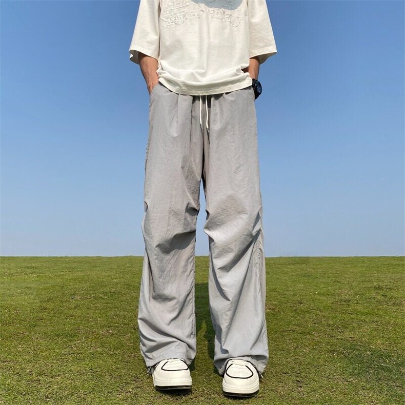 美式复古纯色伞兵工装裤宽松速干阔腿裤休闲冲锋裤男女同款KZ288,男装休闲裤,星座1116A-1（原606A）