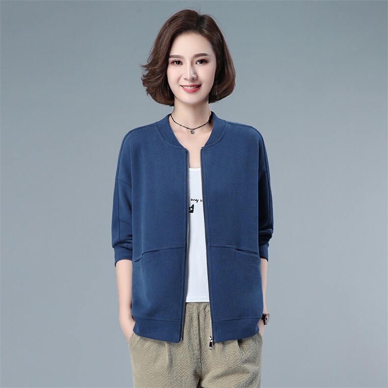2022年春季新款拉链短外套女士短款韩版宽松显瘦棒球服女休闲上衣,女装短外套,简韵佳