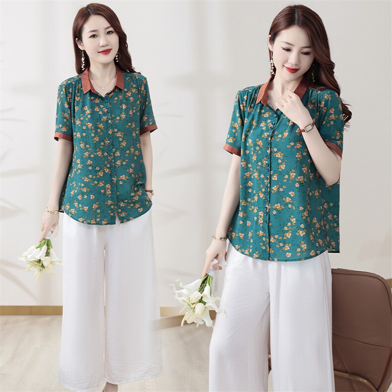 现货时尚套装女2026年夏季新款女装时尚气质印花清凉大码两件套，女装套装/套裙，尚洛菲