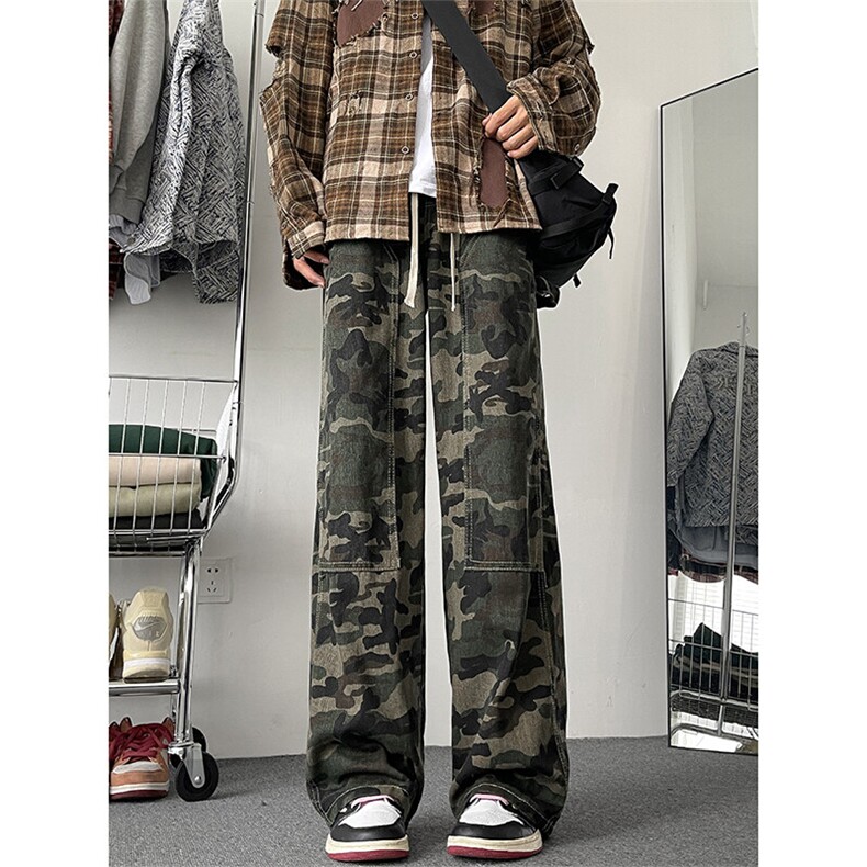 ~迷彩裤美式复古工装伐木库高街直筒休闲裤XZ1002-K081-P65,男装工装外套,星座908