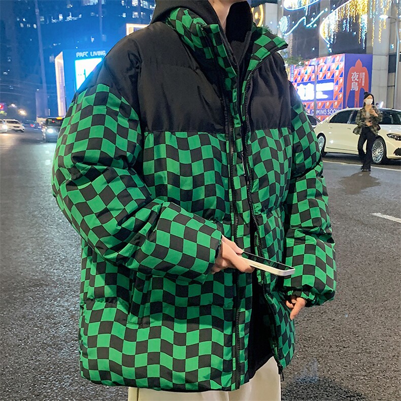 2024冬季情侣棋盘格棉衣男士潮牌加厚棉服外套M6680-P90,男装棉衣,星座815-2
