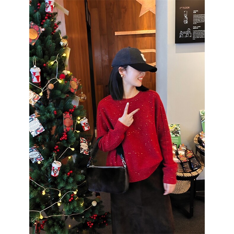 春秋韩版羊毛衫女套头圆领短款宽松百搭打底衫毛衣,女装羊绒衫,澳霖羊绒