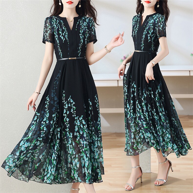 白领新真丝连衣裙2025夏季高端精致小众设计感气质桑蚕丝长裙，女装连衣裙，时尚风爆