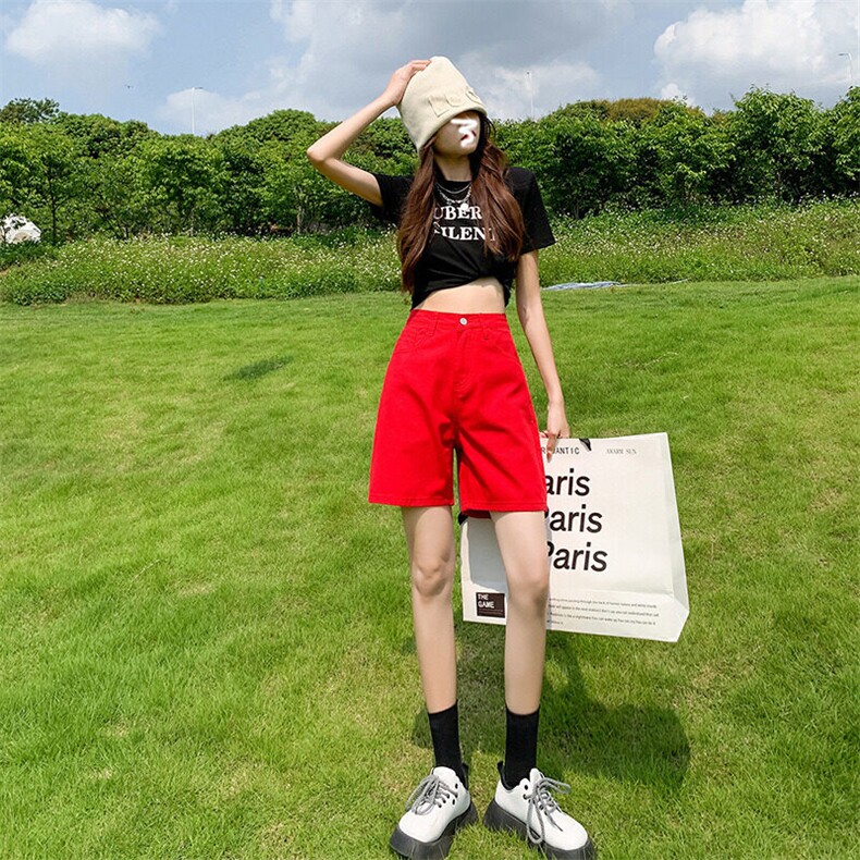 百搭牛仔短裤女2025新款ins潮牌水洗做旧直筒日系复古工装短裤,女装牛仔裤,星座506A