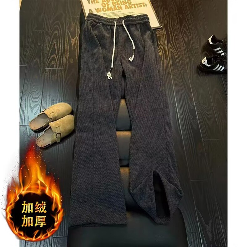 黑色加绒针织裤男女加厚美式运动卫裤SLK63P45,男装休闲裤,星座1112-1