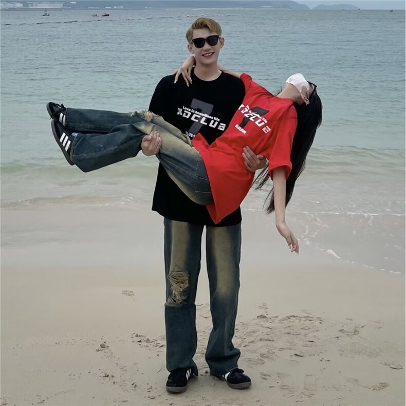 美式vibe复古破洞牛仔裤男女高街嘻哈宽松做旧长裤K60726-P40网图,男装牛仔裤,电商B245