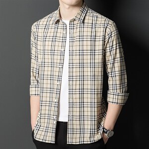 2023春季新款格子衬衫长袖男装长袖宽松休闲衬衣商务上衣男潮流,男装衬衫,电商B212（原钱塘6029）