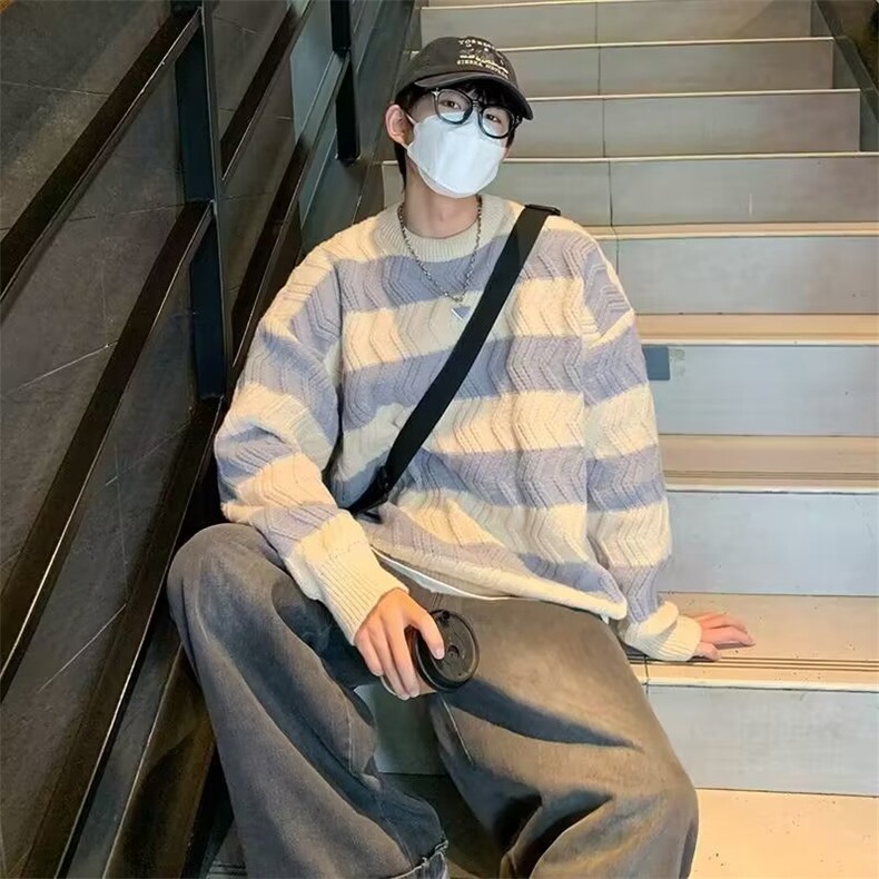 美式圆领毛衣男慵懒风休闲针织衫M5546P45,男装针织衫/毛衣,星座1116-2