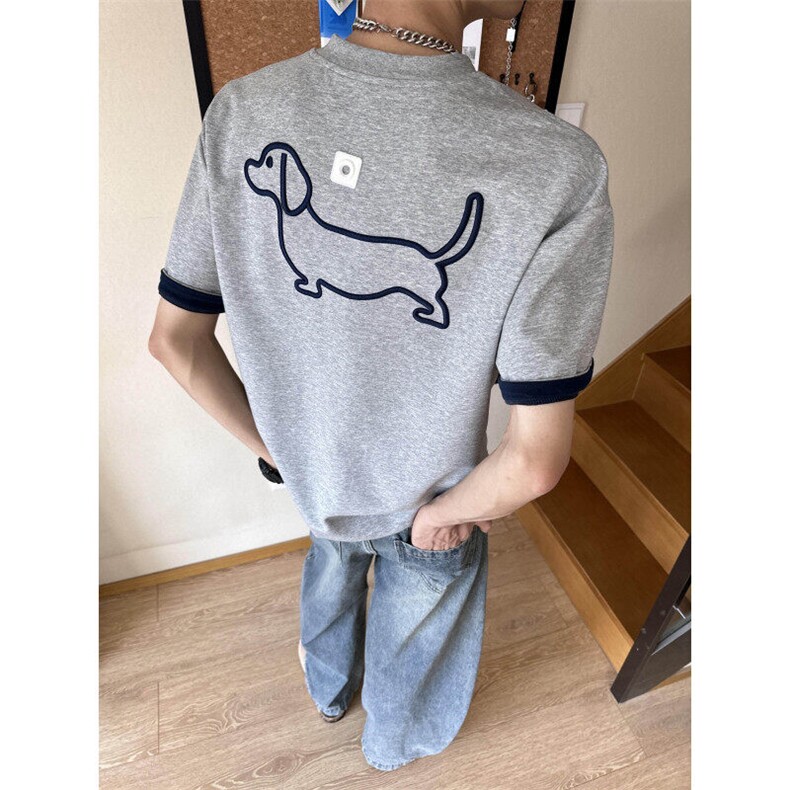 CP1210-P42高质量拼接撞色宽松学院风短袖T恤男女款,男装T恤,电商B323A