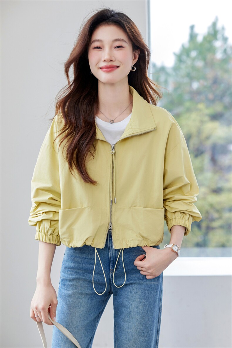 正品2025新款依尚街区短款长袖短外套女百搭休闲,女装风衣,微微衣阁