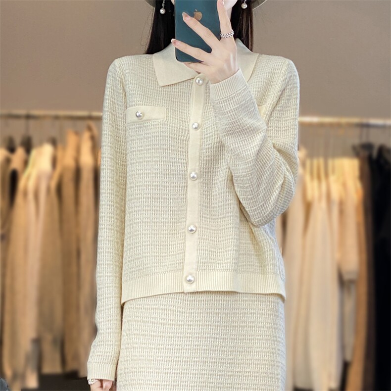 气质女装套装秋季小香风长袖针织衫+半身裙两件套百搭显瘦通勤装，女装套装/套裙，东远绒业