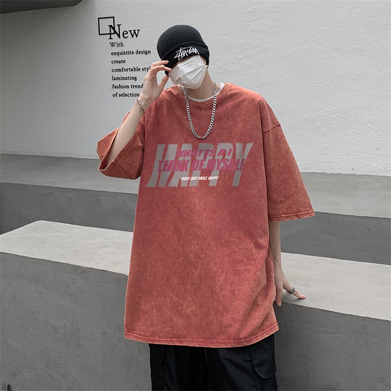 B239-1063-P38重磅美式复古水洗做旧大字母印花宽松短袖T恤,男装T恤,星座514-2(原B239)
