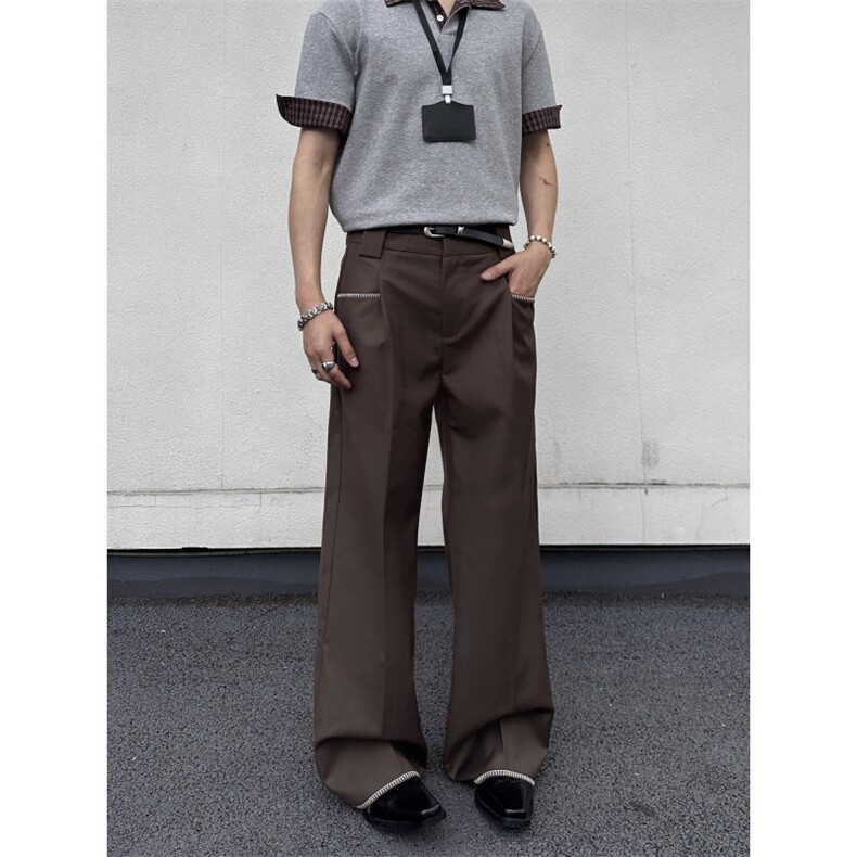 1506/QB0730/P49美式复古西裤男女垂感宽松显瘦拖地休闲西装长裤,男装西服套装,星座1506
