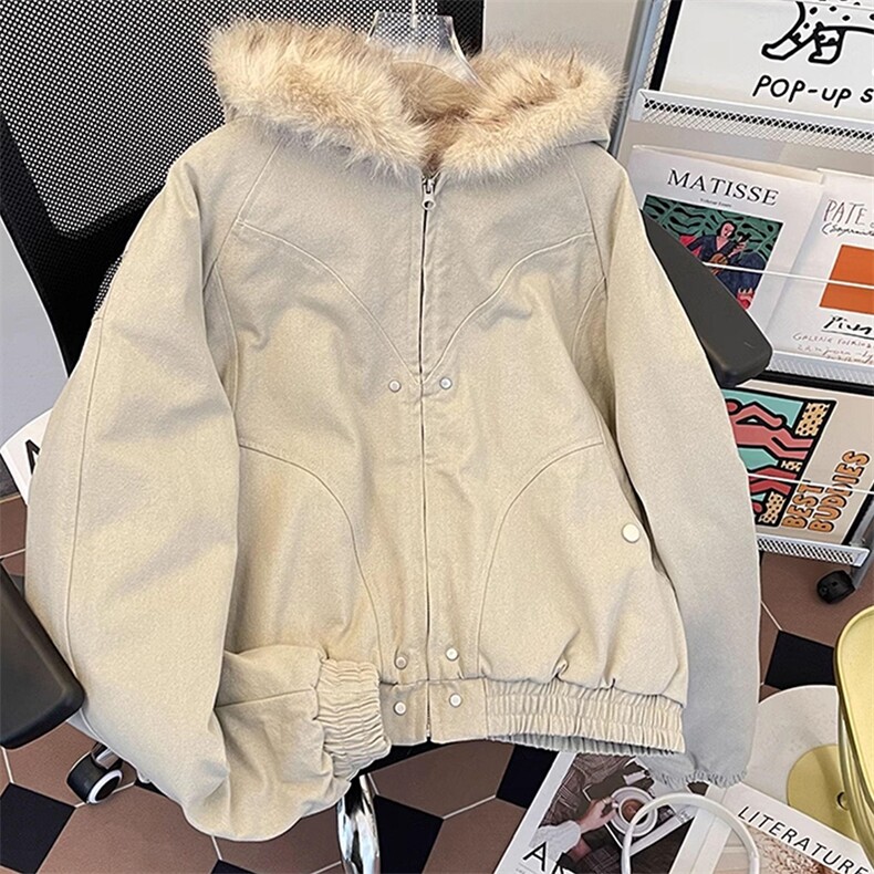 现货高品质美式高街冬季重磅硬挺短款座山雕毛领棉衣男女加厚外套,男装棉衣,电商A486-1